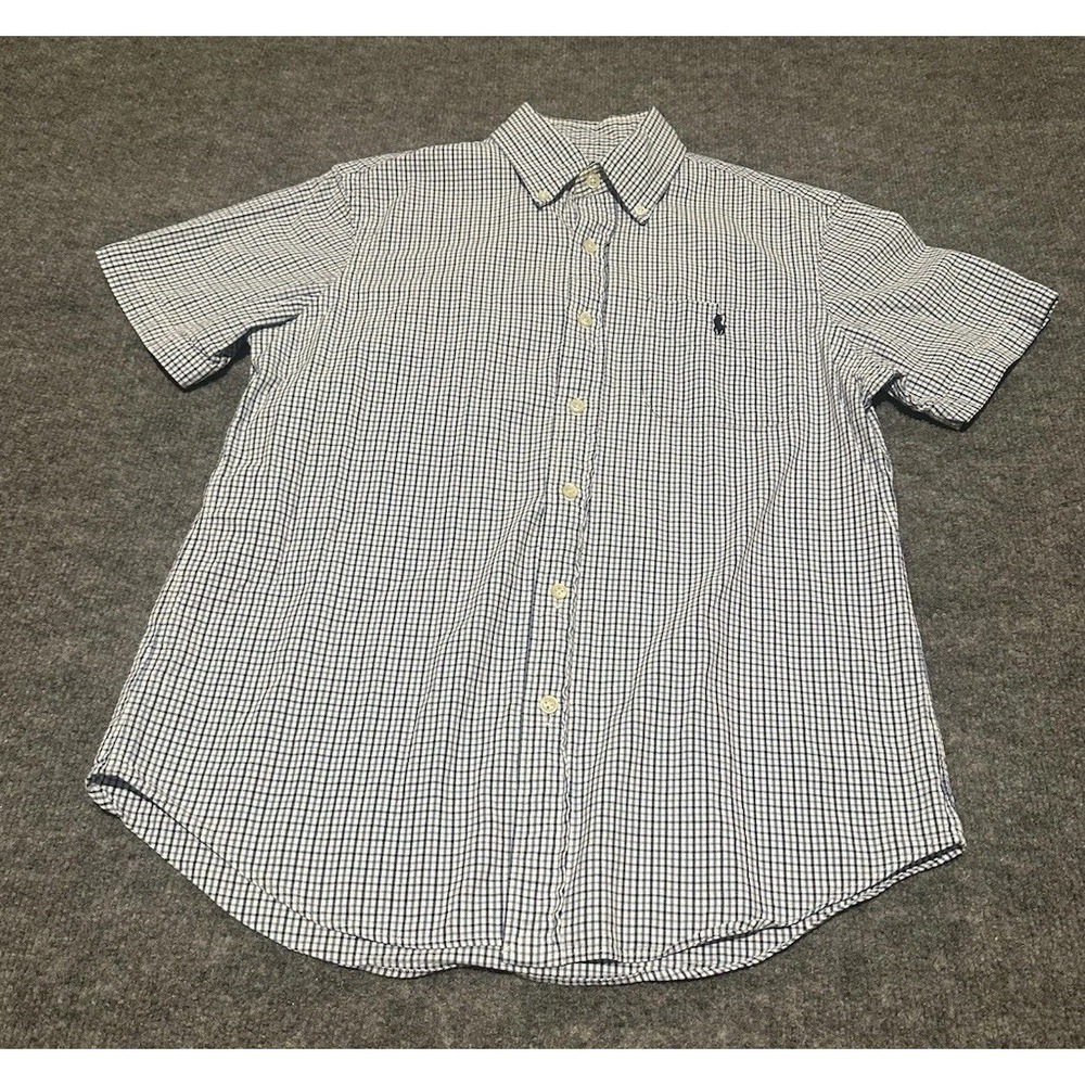 Polo Ralph Lauren Men's S White Blue Plaid Seersucker Button Shirt Spring Preppy